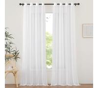SUNLIMEI Rideau Voilage 60 x 180 cm Bloquer Soleil Anti-UV, Doux et Esthétiques Transparent Rideaux Salon Décoration de Maison pour Fenêtre Porte Cuisine Chambre Enfant, Blanc