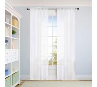 SUNLIMEI Rideaux Voilages Salon 60 x 210 cm avec Manchon de Tige, Demi Transparent, Élégants Rideau à Oeillets Décoration de Maison pour Fenetre Chambre Adulte Salon, Blanc
