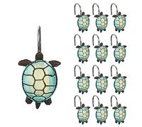 Sunlit Lot de 12 Crochets de Rideau de Douche Tortues de mer, Anneaux décoratifs pour Salle de Bain, résine, Rideau de Douche océan, pour Chambre d'enfant, Salon