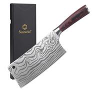Sunnecko Couteau Couperet Légume Chinois 18cm avec Protection de Lame | Couteau Cuisine Professionnel Feuille de Boucher pour Trancher Émincer, en Acier Inoxydable