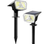 SUNNMO Spot Solaire Exterieur Detecteur de Mouvement, Lot de 2 Lampe Solaire Exterieur Jardin Puissante 104LED 3 Modes, Lumiere Solaire Exterieur Étanche IP65, Eclairage Exterieur Solaire Blanc Froid
