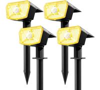 SUNNMO Spot Solaire Exterieur Detecteur de Mouvement, Lot de 4 Lampe Solaire Exterieur Jardin Puissante 104LED 3 Modes, Lumiere Solaire Exterieur Étanche IP65, Eclairage Exterieur Solaire Blanc Chaud