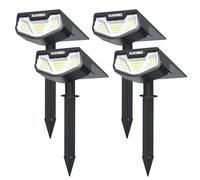 SUNNMO Spot Solaire Exterieur, Lot de 4 Lampe Solaire Exterieur Jardin Puissante, Lumiere Solaire Exterieur avec 3 Modes, Eclairage Exterieur Solaire Étanche IP65 pour Jardin Allée Chemin Blanc Froid