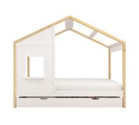 Sunny Beau Lit Cabane Avec Tiroir De Rangement, En Bois, Marron/Blanc | Au Sol Pour Enfants, Montessori - Sans Matelas - 208 X 97 X 171 Cm | Pour Matelas : 90 X 200 Cm