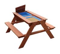 Sunny Dave Table de Sable et d'eau en Bois Marron | Table de Jeu avec Bacs & Couvercle, Certifié FSC, 89 x 89 x 50 cm