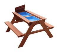 Sunny Dave Table Sable et Eau/Pique Nique en Bois - Marron | avec Couvercle et Boîtes de Rangement | Jeu Enfant à Eau pour Le Jardin