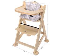 Sunny Fynn Chaise Haute En Bois, Beige | Chaise Haute Bébé, Chaise Haute Pour Enfant Avec Tablette Amovible, Set De Coussins Et Ceinture De Sécurité
