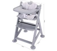 Sunny Fynn Chaise Haute En Bois, Grise | Chaise Haute Bébé, Chaise Haute Pour Enfant Avec Tablette Amovible, Set De Coussins Et Ceinture De Sécurité