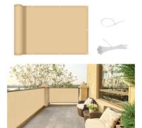 SUNNY GUARD Brise Vue Balcon 90x600cm Cache Vue Balcon,Protection UV,Coupe-Vent et Imperméable,pour Terrasse Jardin Patio,avec Attaches de câble,Sable