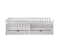 Sunny Isa Lit 1 Place Avec 2 Tiroirs De Rangement, Blanc, En Bois | Sans Matelas - Lit Avec Barrière De Sécurité - 206 X 98 Cm | Pour Matelas : 90 X 200 Cm.
