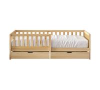 Sunny Isa Lit 1 Place Avec 2 Tiroirs De Rangement, En Bois, Beige | Sans Matelas - Lit avec Barrière De Sécurité - 206 X 98 Cm | Pour Matelas : 90 X 200 Cm.