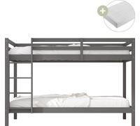 Sunny Jip Lits Superposés En Bois, Gris | Lits Superposés Pour Enfants 2 Places - 2 Matelas Hybrides 90 X 200 Inclus | Dimensions Totales: 208 X 97 X