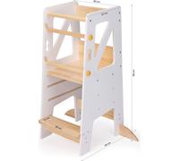 Sunny Liv Tour D'Orientation Couleur Naturelle/Blanche | Tour D'Apprentissage Pour Enfants | Plateforme Réglable En Hauteur Avec 3 Niveaux | 44 X 40