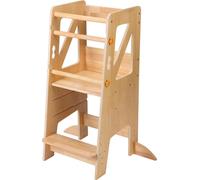 Sunny Liv Tour D'Orientation Couleur Naturelle | Tour D'Apprentissage Pour Enfants | Plateforme Réglable En Hauteur Avec 3 Niveaux | 44 X 40 X 90 Cm