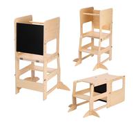 Sunny Mae Tour D'Orientation 2 En 1 Couleurs Naturelles | Tour D'Apprentissage Pour Enfants | Avec Tableau Noir, Table Avec Banc | 49 X 40 X 92 Cm