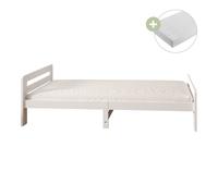 Sunny Olla Lit Enfant, En Bois, Blanc | Lit Simple Pour Enfants - Matelas Hybride 90 X 200 Inclus (14 Cm, Mousse Hybride, Housse En Polyester) | Dimensions Totales: 205,5 X 98 X 61 Cm