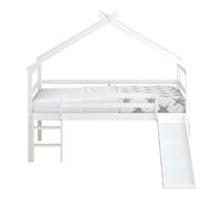 Sunny River Lit Cabane Avec Toboggan En Bois, Blanc | Lit Pour Enfant Mi-Haut , Lit Montessori - Sans Matelas - 213 X 186 X 183 Cm | Pour Matelas :