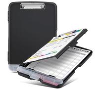 Sunnyclip Porte-bloc avec rangement, véritable charnière robuste de 21,6 x 27,9 cm, avec porte-stylo, étui fin de rangement en plastique, format lettre, écriture lisse, pour papiers, bureau, salle de
