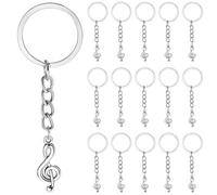SUNNYCLUE 1 boîte de 20 Porte Clés Musicaux en Alliage Argent Antique avec des Notes de Musique Idéal pour Les Fêtes Les Cadeaux de Mariage et Autres Occasions Spéciales