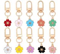 SUNNYCLUE 1 boîte de 20 Porte Clés sakurass en Forme de Fleur de Cerisier Rose et Blanc en Métal Doré avec Fermoir Pivotant pour Sacs à Main Sacs à Dos Accessoires de Bricolage Décoration de Fête