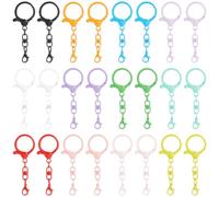 SUNNYCLUE 1 boîte de 48 fermoirs Porte Clés Colorés de 12 couleurs Mousquetons Pivotants Crochets en Métal Anneaux de Jonction et Chaînes pour la Création de Bijoux Porte Clés Breloques pour Sacs et A