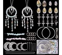 SUNNYCLUE 1 boîte DIY 2 ensembles Kit Attrape Soleil Lune Perles Attrape Soleil Coloré Éclat de Verre Antique Vintage Lune Étoile à Facettes Larme Dop Suncatcher Fournitures Kits pour Fenêtres Intérie