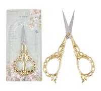 SUNNYCLUE 1 paire de ciseaux de couture vintage pour broderie, aiguisés, dorés, style européen antique, en acier inoxydable, petits ciseaux artisanaux pour tissus, fils, travaux d'aiguille