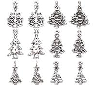 SUNNYCLUE 1Boîte 120pièces 6 Breloques d'arbre de Noël de Style Breloques Noël en Vrac Style Tibétain Alliage d'arbre ' 'Hiver pour la Fabrication Bijoux BREL