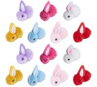 SUNNYCLUE 28 pièces 7 couleurs Lapins en peluche Mini lapins en peluche Colorés Mignons En feutre de laine Doux et amusants Petits animaux en peluche pour bricolage DIY Barrette à cheveux Garnitures d