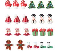 SUNNYCLUE 30 pièce 8 styles de Perles en Verre pour Sapin de Noël Colorées Père Noël Gants Bas Bonhomme de Neige Boîte Cadeau Espaceur Lisse pour Sapin de Noël Bijoux Fabrication de Bracelets Décorati