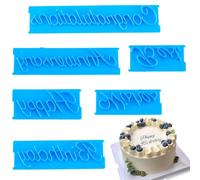 SUNNYCLUE 6 tampon Lettre en Fondant pour Gâteau Alphabet Emporte Pièce en Plastique pour Biscuits Alphabet Cursif Joyeux Anniversaire Écriture Manuscrite Ensemble pour Femmes et Adultes Décorations d