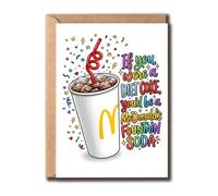 SunnyMinh Carte d'anniversaire Coca Diet - Fontaine Soda Pun - Cadeau de restauration rapide pour les amateurs de boissons - Message insolite - Cadeau sarcastique pour elle et lui - Humoristique