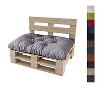 sunnypillow Coussin Assise pour Palette Euro Canapé Jardin Salon - Extérieur - Siège 120 x 60 cm - Gros Coussins Mobilier Jardin Banquette - Différentes Tailles et Couleurs à Choisir - Gris