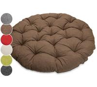 Sunnypillow Coussin pour Fauteuil Papasan - Rond diamètre 120 cm épaisseur 15 cm - Résistant aux UV, imperméable, extérieur/intérieur - Coussin de Sol pour Meubles de Jardin - Marron