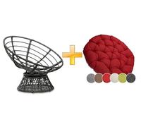 Sunnypillow Fauteuil Papasan Pivotant 360° - Grand Confort avec Coussin Épais Ø 120 cm - Rotin Hydrofuge & Résistant UV - Intérieur & Extérieur - Fauteuil Rond pour Jardin, Terrasse, Balcon - Rouge