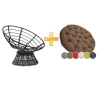 Sunnypillow Fauteuil Papasan Pivotant 360° - Grand Confort avec Coussin Épais Ø 120 cm - Rotin Hydrofuge & Résistant UV - Intérieur & Extérieur - Fauteuil Rond pour Jardin, Terrasse, Balcon - Marron