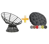 Sunnypillow Fauteuil Papasan Pivotant 360° - Grand Confort avec Coussin Épais Ø 120 cm - Rotin Hydrofuge & Résistant UV - Intérieur & Extérieur - Fauteuil Rond pour Jardin, Terrasse - Anthracite