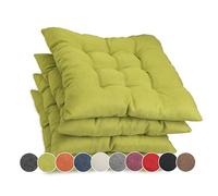 sunnypillow Lot de 4 Coussins de Chaise avec Rubans | 45x45 cm épaisseur : 8 cm - Confortables | Galette de Chaise Maison et Jardin, extérieur/intérieur Coussin décoratif | Vert Limone