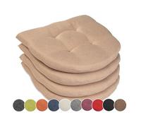 sunnypillow Lot de 4 Coussins de Chaise de Salle à Manger | 40x40 cm épaisseur : 5 cm - Confortables | Galette de Chaise Maison et Jardin, extérieur/intérieur Coussin décoratif | Beige