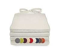 sunnypillow Lot de 4 coussins, pour chaise en rotin, 40 x 45 x 5 cm, rembourrés, avec rubans, pour l'intérieur et l'extérieur, écru