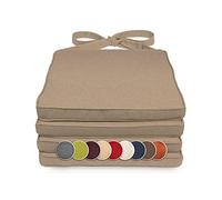 sunnypillow Lot de 4 coussins, pour chaise en rotin, 40 x 45 x 5 cm, rembourrés, avec rubans, pour l'intérieur et l'extérieur, beiges