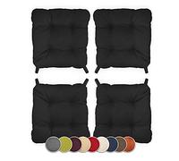 sunnypillow Lot de 4 galettes de Chaise en Forme de trapèze Assise Confortable avec Bande de Velcros Intérieure extérieure Dimensions: 40 (arrière) 35 (derrière) x 40 x 8 cm Noir