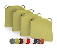 sunnypillow Lot de 4 galettes de Chaise en Forme de trapèze Assise Confortable avec Bande de Velcros Intérieure extérieure Dimensions: 42 (arrière) 35 (derrière) x 40 x 5 cm Vert Limone