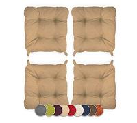 sunnypillow Lot de 4 galettes de Chaise en Forme de trapèze Assise Confortable avec Bande de Velcros Intérieure extérieure Dimensions: 40 (arrière) 35 (derrière) x 40 x 8 cm Beige