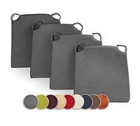 sunnypillow Lot de 4 galettes de Chaise en Forme de trapèze Assise Confortable avec Bande de Velcros Intérieure extérieure Dimensions: 42 (arrière) 35 (derrière) x 40 x 5 cm Anthracyt