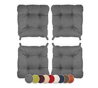 sunnypillow Lot de 4 galettes de Chaise en Forme de trapèze Assise Confortable avec Bande de Velcros Intérieure extérieure Dimensions: 40 (arrière) 35 (derrière) x 40 x 8 cm Gris