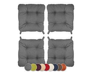 sunnypillow Lot de 4 galettes de Chaise en Forme de trapèze Assise Confortable avec Bande de Velcros Intérieure extérieure Dimensions: 40 (arrière) 35 (derrière) x 40 x 8 cm Gris