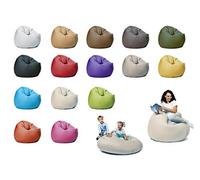 sunnypillow Pouf Poire 100cm diamètre avec 120 L Billes de polystyrène intérieure extérieur Fauteuil avec Rembourrage Perles EPS Crémeux