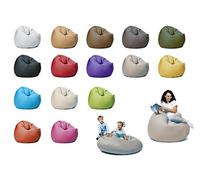 sunnypillow Pouf Poire 125cm diamètre avec 260 L Billes de polystyrène intérieure extérieur Fauteuil avec Rembourrage Perles EPS Gris