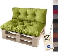sunnypillow Set 2 Coussins pour Palette Euro Canapé Jardin Salon - Siège 120 x 80 x 12 cm + Appui 120 x 40 x 15 cm - Extérieur - Différentes Tailles et Couleurs à Choisir Assise Dossier - Vert